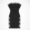 Casual Dresses White Sexy Women Off Shoulder Mid Bandage Bodycon Slash Feathers Club Black Strapless Celebrity VestidoCasual