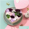 Flores decorativas grinaldas do Dia dos Namorados Sab￣o Flor Hearthaped Rose and Box Bouquet Wedding Decoration Gift Festival Gifts FY35 DHBGF