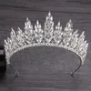 Düğün Saç Takıları Lüks Muhteşem Kristal Yapraklar Taç Kraliyet Kraliçesi Tiaras Kafa Kafa Balo Gelin Taçları Gelin Diadem 230112