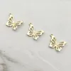 Nagelkonstdekorationer 100 st guld-3d fjärilsmycken charms tillbehör manikyr strass diy hänge halsband material