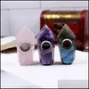 Smoking Pipes Mini Natural Quartz Energy Stone Wand Healing Mineral Obelisk Tower Points Gemstone Tobacco Pipe Crystal With Wite Gif Otdnv