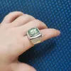 Cluster Rings 10CT Green Moissan Diamond S925 Sterling Silver Gemstone Men's Ring Jewely D Color VVS Moissanite vardera med test