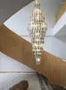 Hängslampor duplex Loft Light Luxury Crystal Post-Modern Minimalist Villa High Spiral Staircase Chandelier