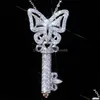Подвесные ожерелья бабочка ключевая форма ожерелья для ожерелья тематическая вечеринка Женщины ювелирные изделия с помощью циркона с ошейни