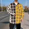 Mäns casual skjortor Moda Veloce Blakc och Yellow Plaid Shirt Men For Summer Mens Slim Fit