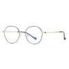 Sonnenbrillenrahmen, blaues Licht blockierende Brillengestelle für Männer und Frauen, Anti-Blue Ray, verschreibungspflichtige Brillen, Vollrand-Legierung, rund