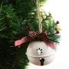 Figurines décoratives vitraux oiseaux décalcomanie ornements d'arbre de Noël 80mm grand pendentif cloche blanche