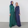 Etniska kläder Ramadan Eid Abaya Kändisar Mjuk midja klänning Dubai Turkiet Mellanöstern Elegant Satin Longuette Belt Shirt Muslim