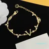 Women designer bracelet chain luxury bracelet gold plated fashion trendy pulsera lock flower letter pendant diamond cjeweler love 278A