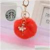 Keychains Lanyards Rhinestone Ballet Girl Rabbit Hair Ball 16 Color Choose Alloy Fashion Ds12 Drop Delivery Accessories Dhuu2