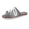 نساء الصيف الصيفي Slippers صندل مسطح على شكل أحذية منخفضة الكعب الدانتيل حتى الصندل حذاء