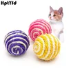 Cat Toys 3 PC/Lot Pet Dog Toy Sisal Ball Squeak Kitten Teaser Spela Chew Scratch Catch för små hundar FUNNING SPEL