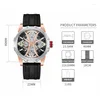 Avanadores de punho Hanboro Men Fashion Wrist assistir à prova d'água de esqueleto mecânico de esqueleto mecânico Relloj Hombre