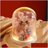 Decorative Flowers Wreaths Eternal Glass Er Gift Box Finished Send Girlfriend Birthday Roses Ornaments Christmas Drop Delivery Hom Dh3J4