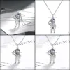 Pendentif Colliers Terre Astronaute Pierre De Lune Femmes 925 Sterling Sier Filles Cadeau D'anniversaire Christams Bijoux Drop Delivery Pendentifs Otmsw