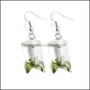 Charm Dried Flower Earrings Creative Plant Dry Clover Earring Fashion Pressed Glass Earin Drop Delivery Jewelry Dhduk