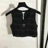 Designer Vrouwen T-shirt Cropped Gebreid Mouwloos Vest Tops Sexy Casual Wit Zwart Tanks278S