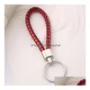 Keychains Lanyards 71 Colors Pu Leather Braided Woven Keychain Rope Rings Fit Diy Circle Pendant Key Chains Holder Car Keyrings Je Dhgdu