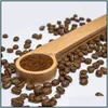 Löffel Holz Kaffee Schaufel mit Taschenclip Esslöffel Feste Buche messen Tee Bohnenlöffel Geschenk rrf14393 Drop Lieferung Hausgarten Kitch otqmx