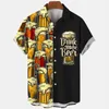 Chemises décontractées pour hommes Mode Vêtements d'été pour hommes Impression de bière 3d T-shirts Hauts à manches courtes pour hommes Hip Hop Vêtements surdimensionnés