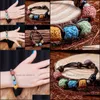 Beaded Handmade Lava Stone Pärlor Strand Armband Friendship Armband Justerbart rep eterisk olja diffusor Kvinnor smycken gåva drop dhakf