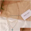 Pendant Necklaces Fashion Jewelry Double Layer Chain Necklace Faux Pearl Beads Charm Drop Delivery Pendants Dh7Uy