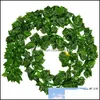 Fiori decorativi ghirlande 2m Piante di ghirlanda di foglia di edera artificiale Vine Falsa fogliame di plastica per decorazione fai -da -te 20pc Delivery Delivery Otmhb