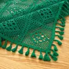 Taça de mesa de mesa de crochê de crochê artesanal Trepa de mesa preta para renda Decoração de renda Mantle de cozinha de jantar retangular