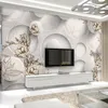 Bakgrundsbilder Anpassad väggmålning Bakgrundsblomma 3D Stereoskopisk geometrisk cirkel Boll vardagsrum SOFA TV Bakgrund PO Wall Paper Modern Art1