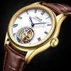 Wristwatches Fashion Real Tourbillon Mechanical Watch Men Business Sapphire Szkielet Ruch szkieletu dla Montre Homme 2023