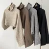 Cloak Sweater Shawl Autumn and Winter High Collar Pullover Knitted Irregular Outer Jacket Warm Waistband Collar Fake Collar