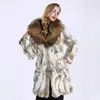 Puras de pele feminina genuína natural casaco real feminino jaqueta de moda com grande colarinho de guaxinim fora de roupa fora de moda personalizada em qualquer tamanho