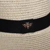 Breda brimhattar 2023 Sun Hat Liten Bee Straw Gold flätad kvinnlig lös solskyddsmedel Sunshade Flat Cap Visor1