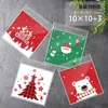 Gift Wrap 100pcs Christmas Santa Claus Biscuit Candy Cookie Plastic Self Adhesive Bags Noel Navidad 2023 Bag Xmas Party Decor Favors