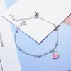 Braccialetti di collegamento Verde / rosa Goccia Smalto Cuore d'amore per le donne 2023 Trendy Fashion Cute Female Jewelry Party Gift Girls Chain