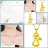 Pendant Necklaces Gold Plated Pendants With Water Wave Copper 24K Jewelry Charm Necklace Ladies Drop Delivery Dh8Ar