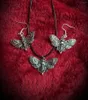 Necklace Earrings Set Death's Head Hawkmoth Deathhead Moth Pendant Gothic Skull Jewelry