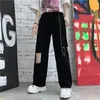 Women's Pants Men Women Retro High Waist Ripped Loose Straight Straight-leg Jeans Hip Hop Harajuku Casual Sweatpants