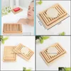 Soap Dishes With Tray Wooden Natural Bamboo Box Rack Plate Portable Holder Bathroom Accessories Drop Delivery Home Garden Bath Dhcsj