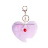 Keychains Lanyards Cute Keychain Llaveros Mujer Fake Rabbit Fur Heart Pearl Pompom Key Chain Women Girl Bag Cars Fluffy Keyring Je Dhcmq