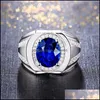 Solitaire Ring Luxury Rings Atmosphere Diamond Sapphire Amazon White Gold Plated Tanzanite Blue Egg Party Birthday Gift Drop Deliver Dhtb7