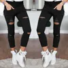 Kvinnor Pants Women Casual Pencil Holes Cotton Ankle-Length byxor Leggings Hole Stretch Black Ripped Jeans Plus Size