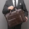 Briefcases Men's Bag Genuine Leather Briefcase For Laptop 14 Messenger Business Portfolio Document A4 Lawyer/office