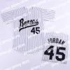 القمصان الكلية للبيسبول البيسبول ترتدي رجال برمنغهام بارونز 45 Michael MJ Jersey Black White Gray Movie Baseball Jerseys Cheap