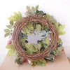 Flores decorativas Simulação Peony Wreath Rattan redonda Decoração de Garland Artificial Flor Fake Door Parede Ornamento pendurado