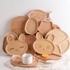 Piatti Piatto da portata Creativo Multiuso Cucina in legno massello Stoviglie da tavola Vassoio per cartoni animati A disagio da rompere Piatto per bambini per bambini