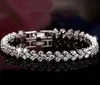 Luxury Austria Shining Crystal Tennis Bracelets Genuine 925 Sterling Silver Charms Zircon