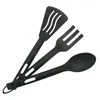 Geschirr-Sets, Utensilien-Set, Servieren, Kochen, Küchenlöffel, Besteck, Silikon-Kitspatula, tragbares Geschirr, Besteck, Campingturner, geschlitzt