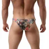 UNDANPANTS SMEN SEKSİ ÇİÇEK BASKI BRIES RETRO ART JOCKSTRAP iç çamaşırı G-Strings Gay Penis Koşusu Bikini Tanga Erkekler