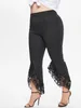 Pantaloni da donna Taglie forti Vita alta Cintura con lacci Gamba larga 4XL Per le donne estive Leggings neri solidi 230111